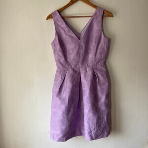 J Crew Purple Lined Mini Dress SZ 4 Career Workwear Occasion Cotton Blend Pocket